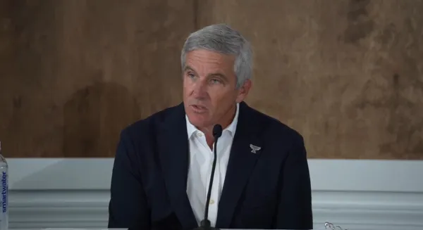 JAY MONAHAN SANCTIONS REPORT::PGA Tour PGA Tour boss Jay Monahan appeared to indicate little progress has been made to strike a deal with LIV Golf’s Saudi financiers ahead of the season finale at East Lake….. details below ⬇️ ⬇️