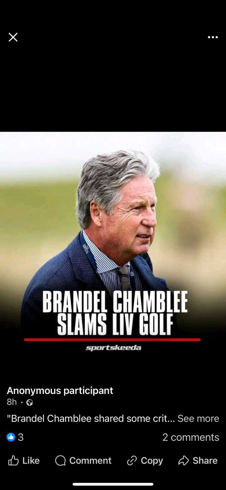 “Brandel Chamblee shared some criticism for the recently annoucned LIV Golf-Fox TV deal