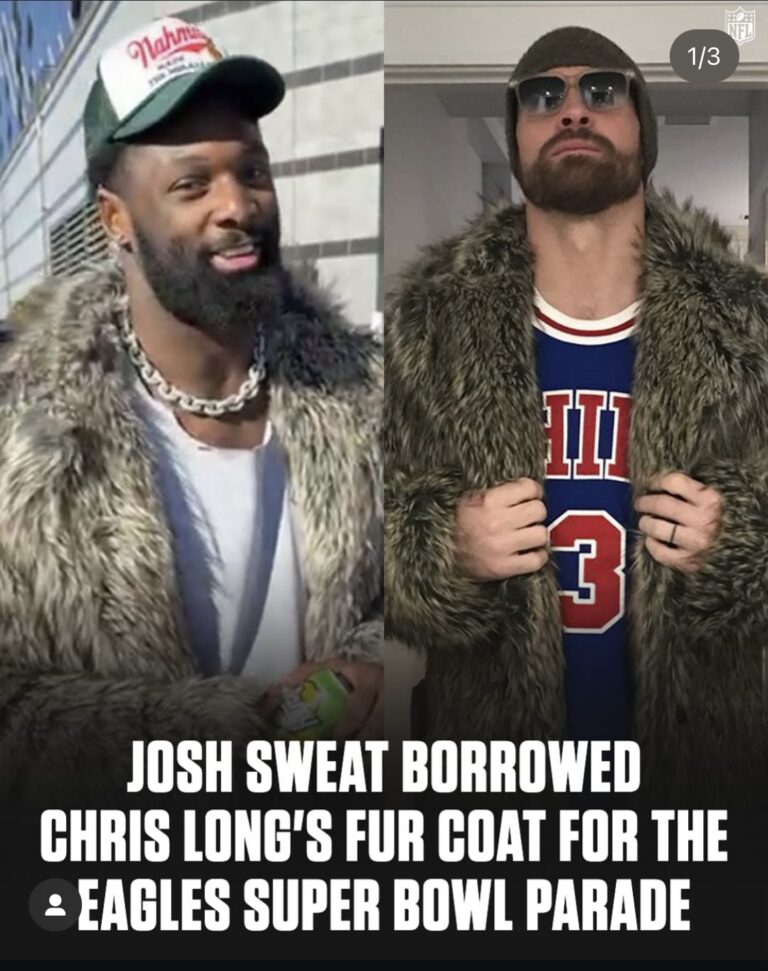 Josh Sweat Borrows Chris Longs Fur Coat For The Eagles Super Bowl Parade