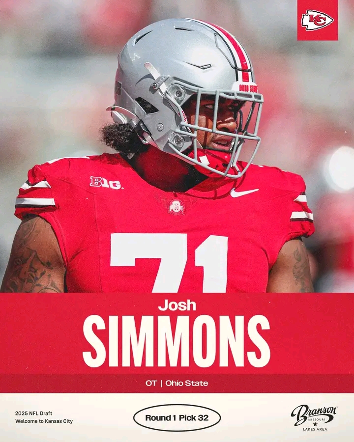 The Kingdom’s newest protector. With the 32nd pick of the 2025 NFL Draft, we have selected Josh Simmons!