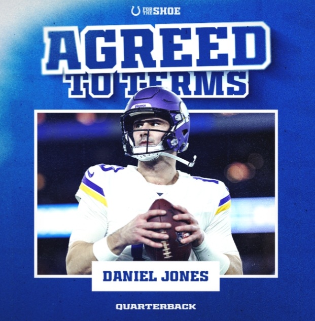 The Indianapolis Colts signed former New York Giants quarterback Daniel Jones to compete with Anthony Richardson for the 2025 NFL season.