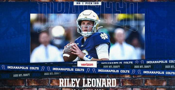 Colts select Notre Dame quarterback Riley Leonard in sixth round of 2025 NFL Draft