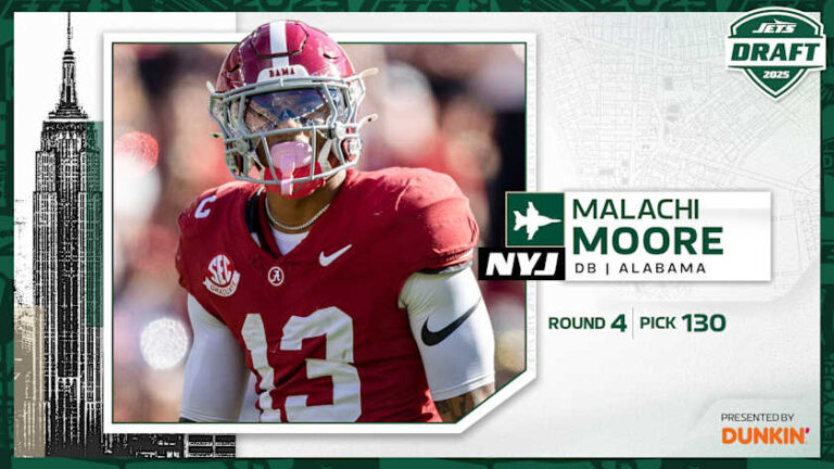 Jets Trade Back Into Round 4 and Select Alabama Safety Malachi Moore