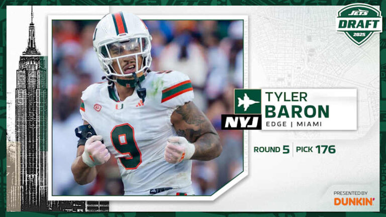 Jets Select Edge Tyler Baron with Pick No. 176 in the 2025 NFL Draft
