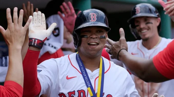 BLOCKBUSTER TRADE: Boston Red Sox Has Shockingly Traded Red Sox Disgruntled DH Rafael Devers to Chicago Cubs in Blockbuster Deal, As Reported by ESPN 15-Minutes Ago, Chicago Cubs Receives: 3B Rafael Devers and RHP Lucas Giolito, However, Its Reported that Red Sox receive: RHP Jameson Taillon, OF/DH Seiya Suzuki, 2B/OF James Triantos (CHC NO. 5 prospect), RHP Brandon Birdsell (CHC No. 8 prospect), and OF Christian Franklin (CHC No. 25 prospect), This Has Marked As Biggest Blockbuster Trade In MLB History As Unhappy Rafael Devers Finally Departs..Read More>>>>>